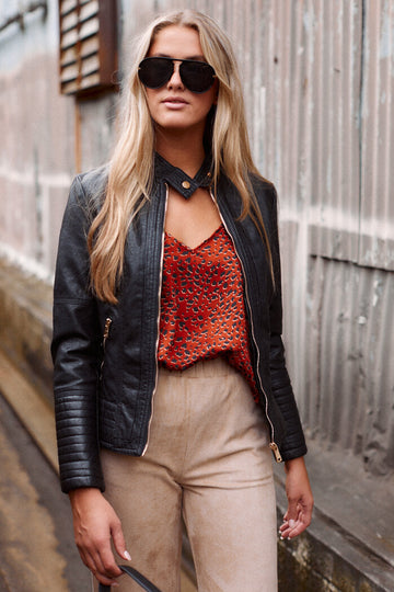 Laza Faux Leather Jacket
