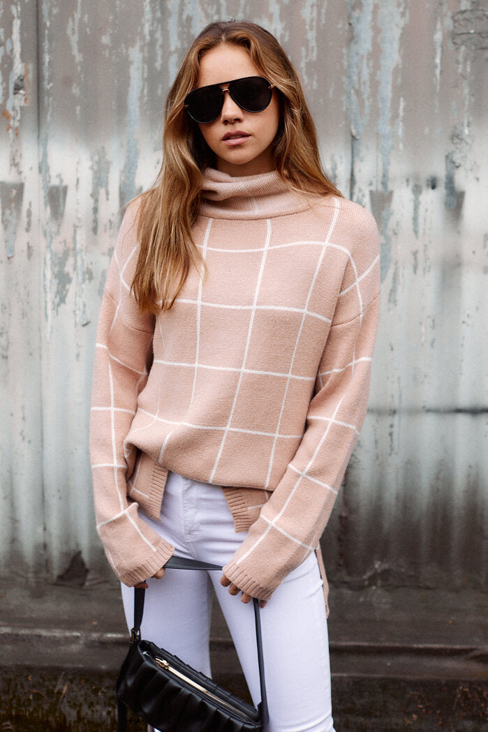 Kerri Plaid Turtleneck Sweater
