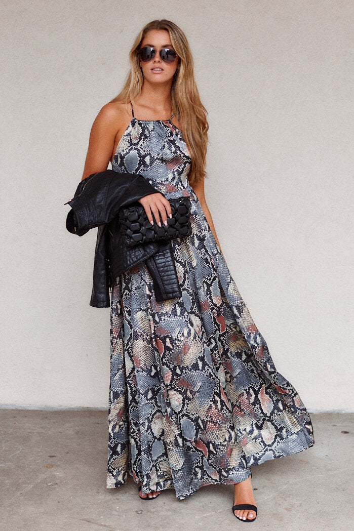 Brynn Snake Print Maxi Dress