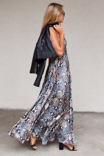Brynn Snake Print Maxi Dress