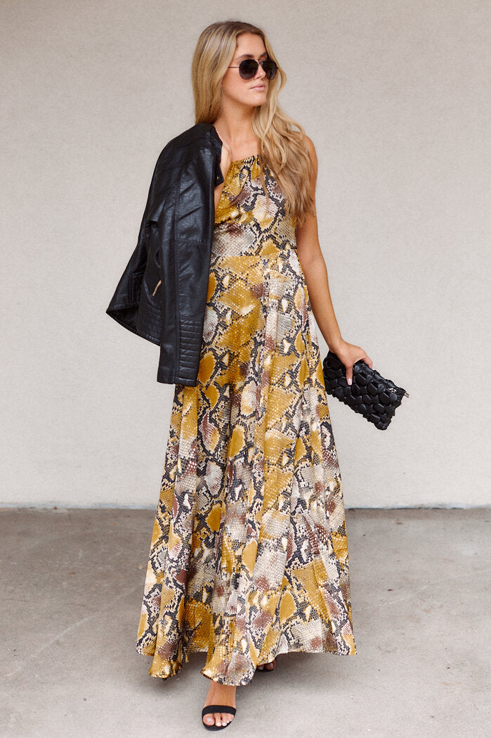Brynn Snake Print Maxi Dress