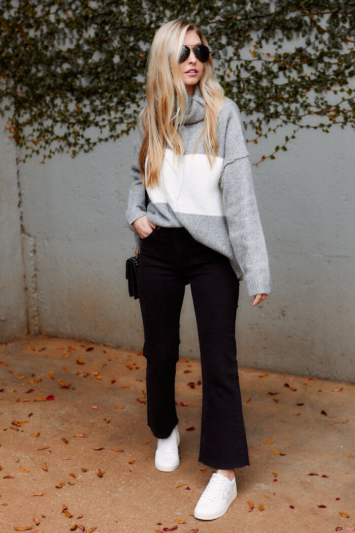 Ally Colorblock Turtleneck Sweater