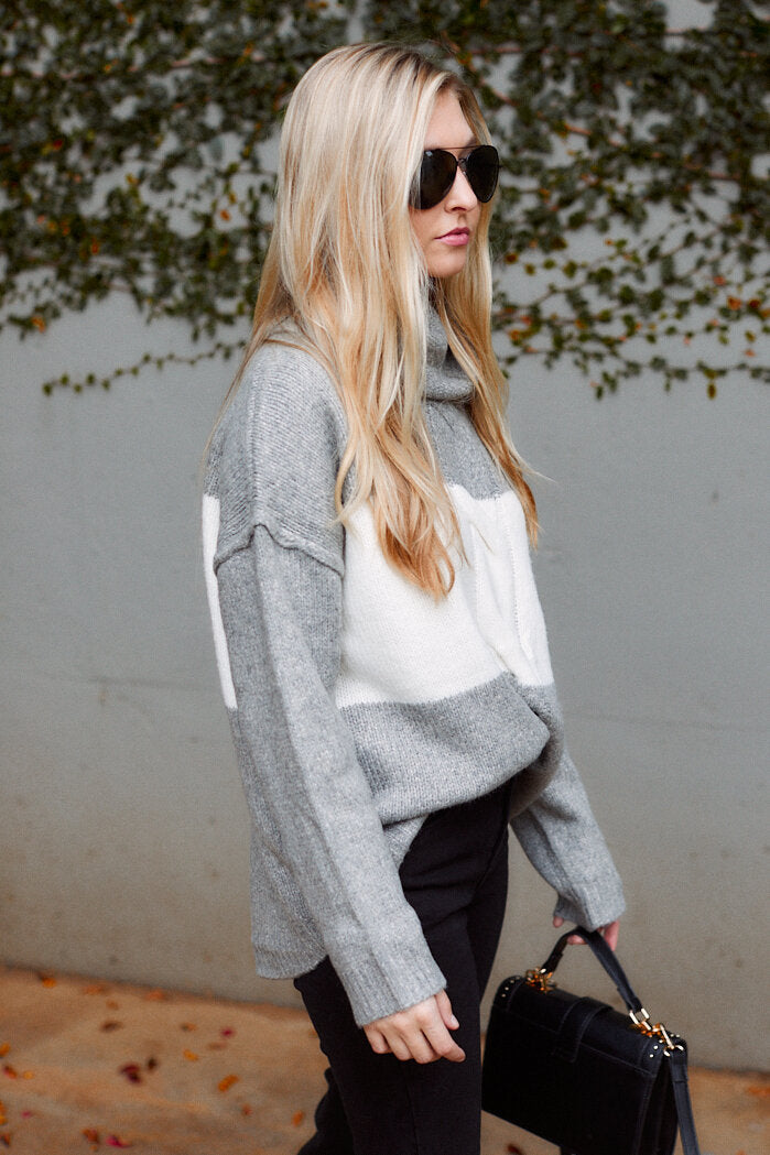 Ally Colorblock Turtleneck Sweater