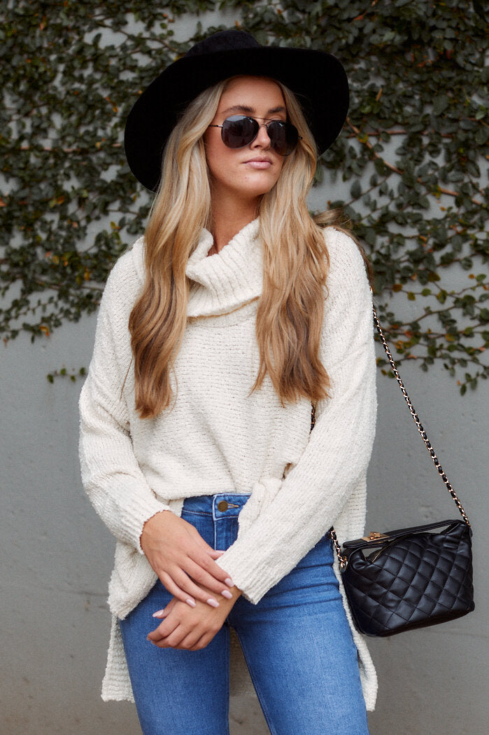 Stratton High Low Turtleneck Sweater