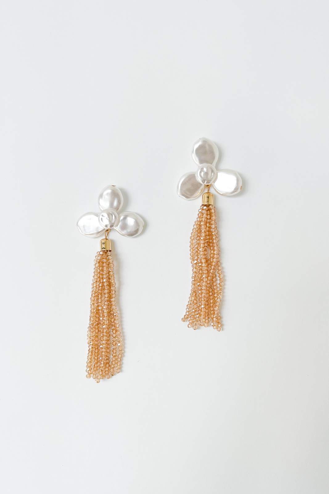 SALE - Sandra Flower Bead Tassel Earring