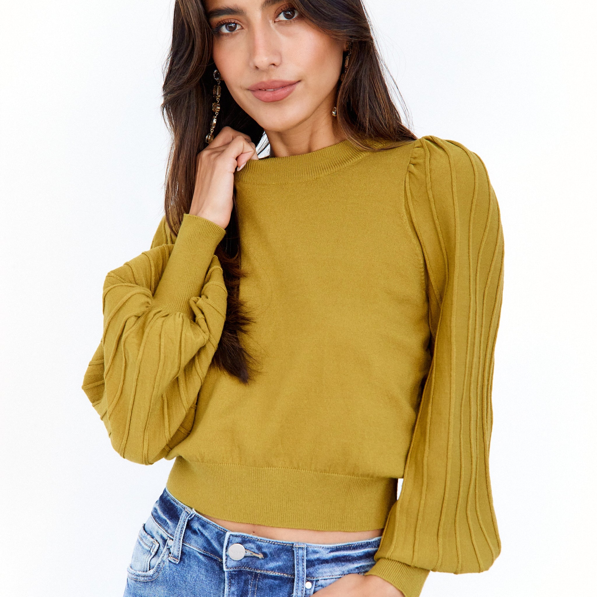 SALE- Kolby Pleated Sleeves Sweater
