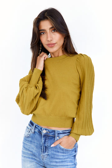 SALE- Kolby Pleated Sleeves Sweater