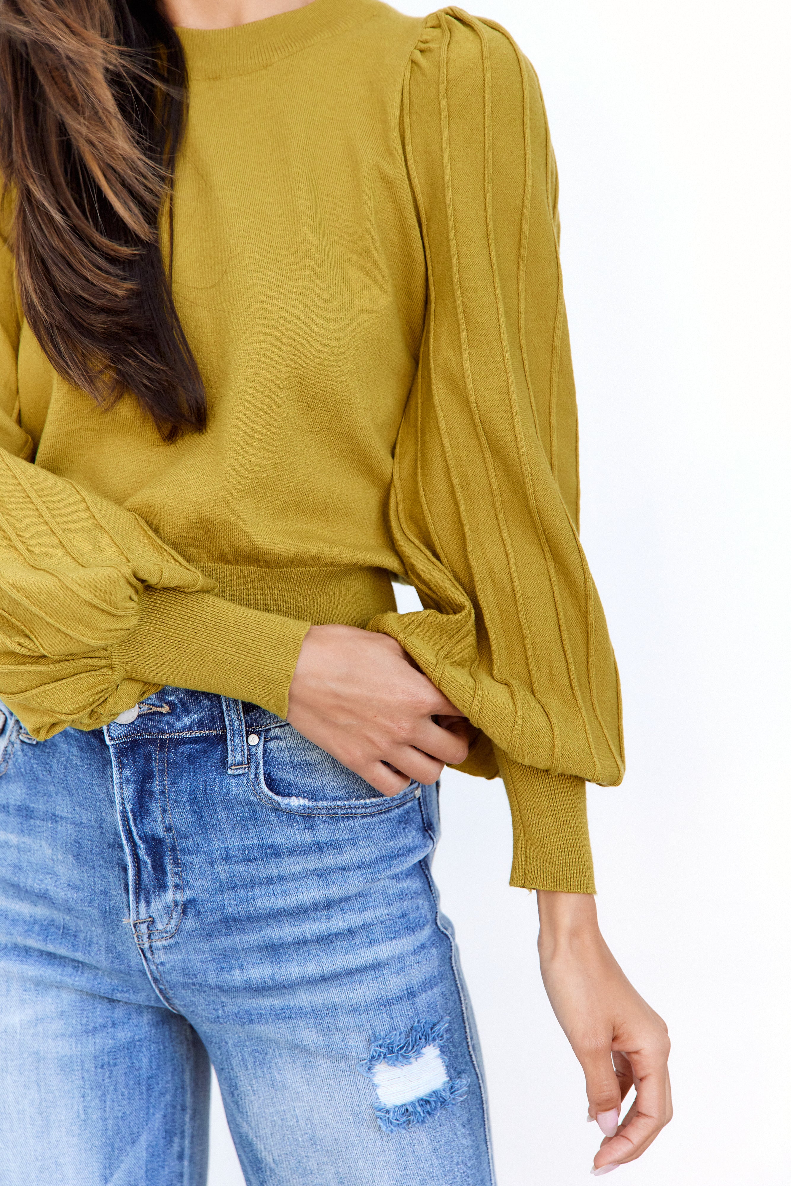SALE- Kolby Pleated Sleeves Sweater