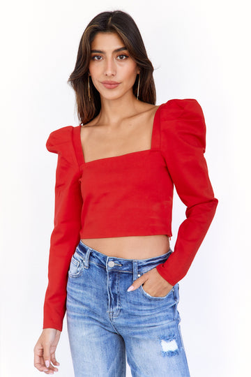 SALE - Kaylini Puff Sleeve Crop Top