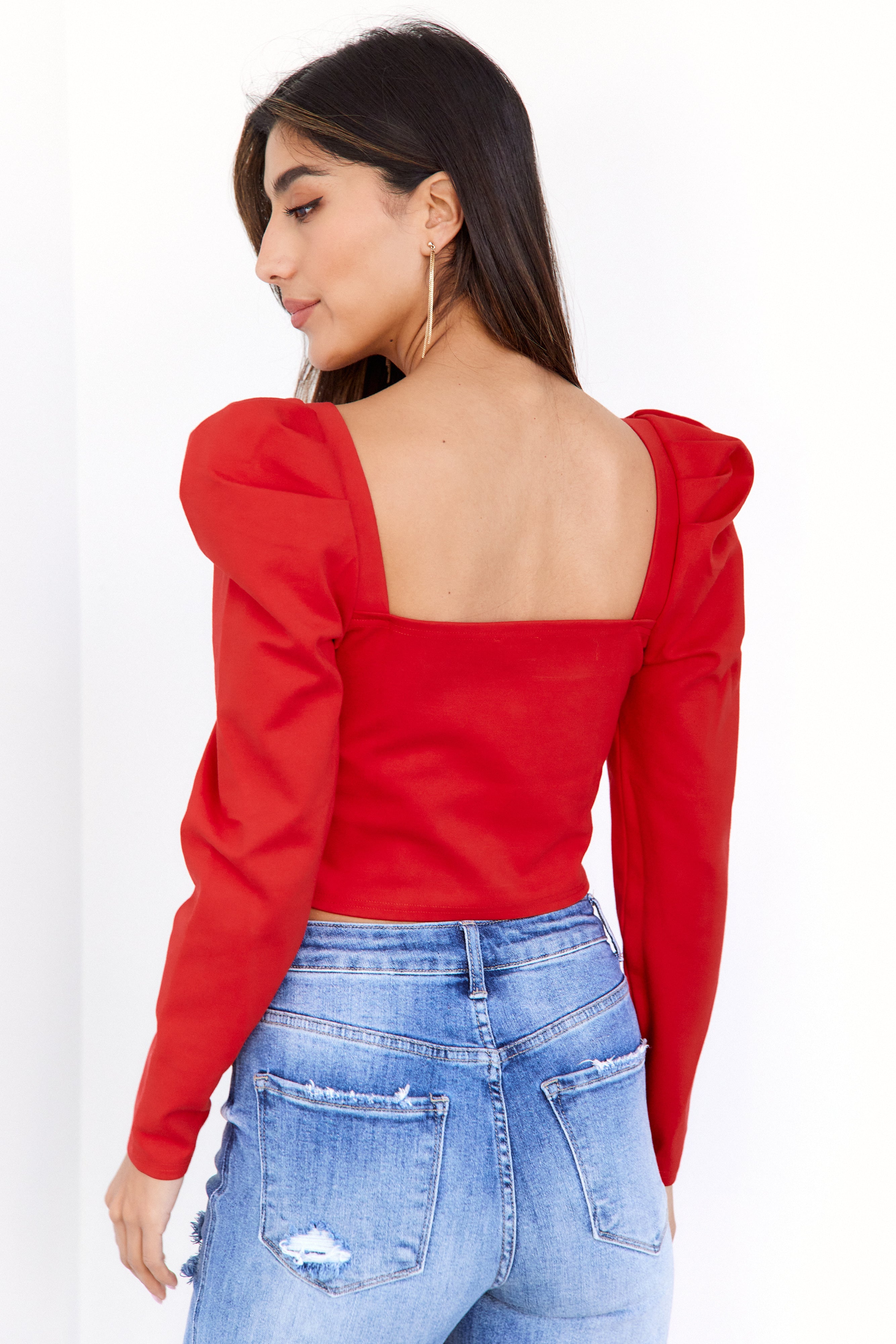 SALE - Kaylini Puff Sleeve Crop Top