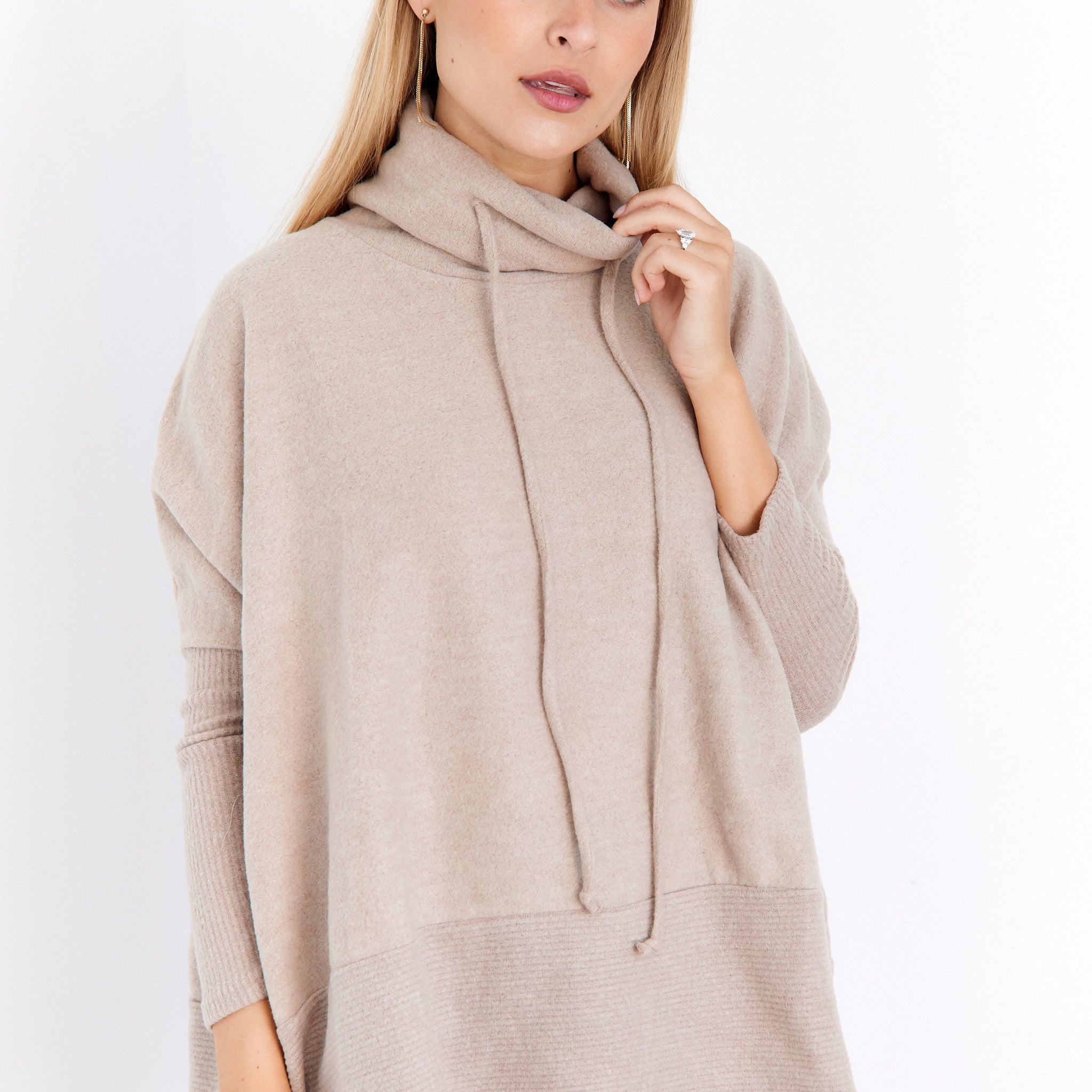 Lana Drawstring Cowl Neck Sweater