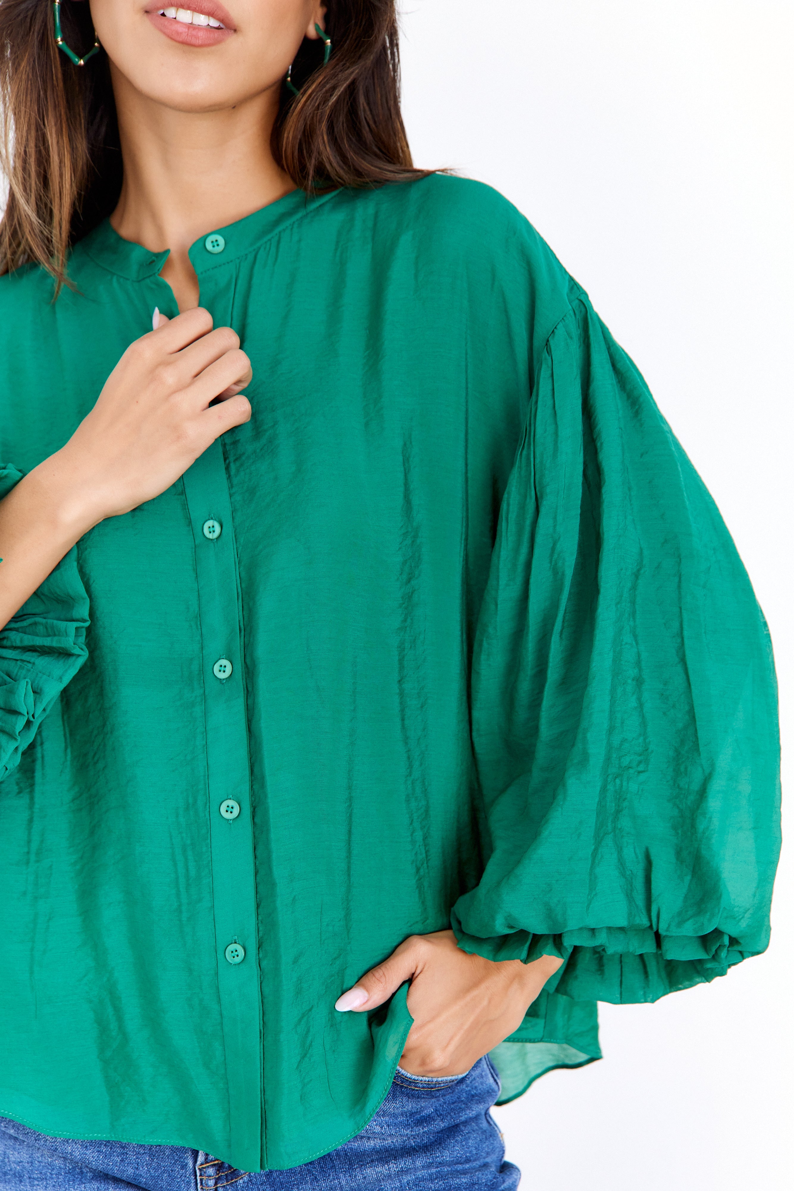 SALE Pax Button Front Woven Blouse