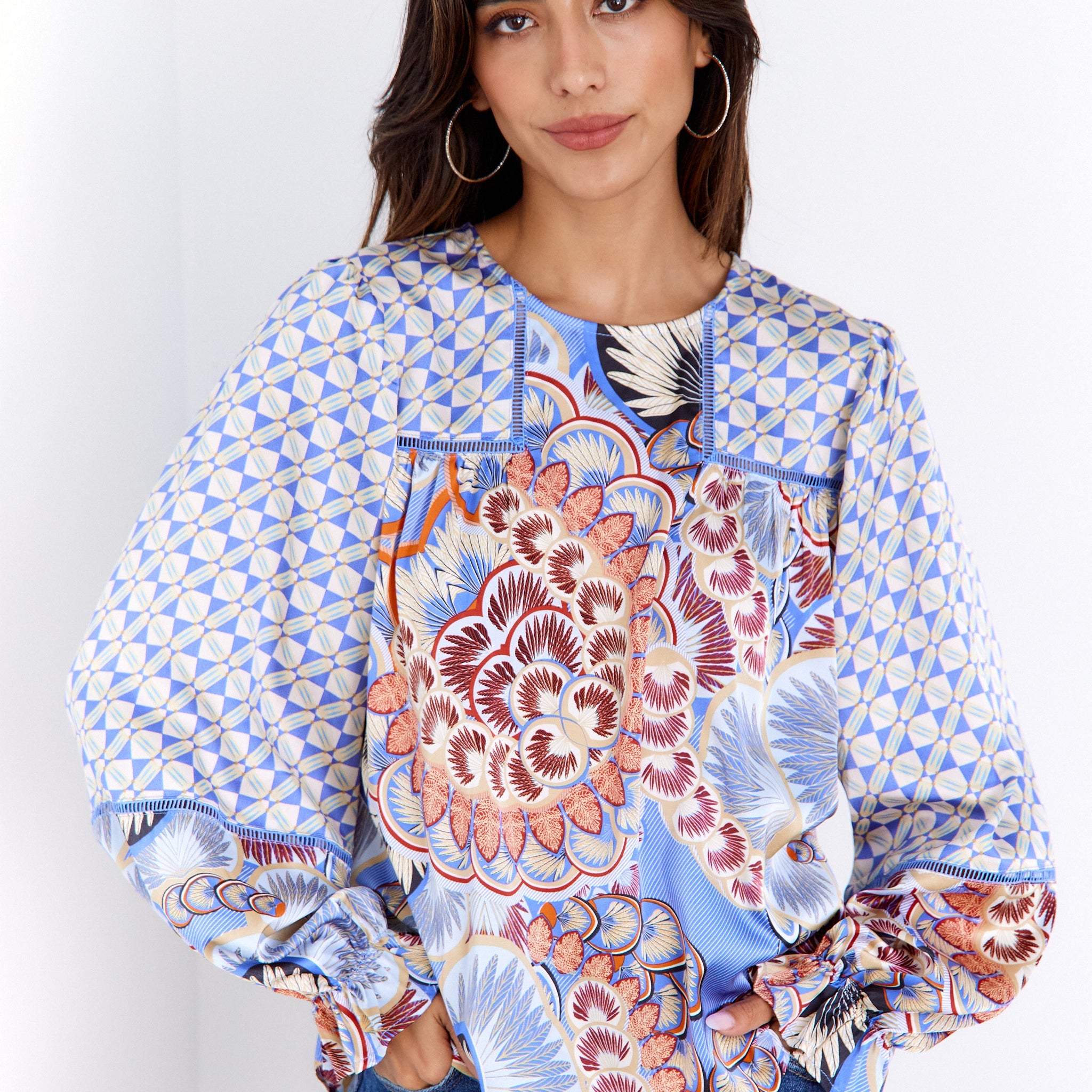 SALE - Cia Printed Boho Blouse