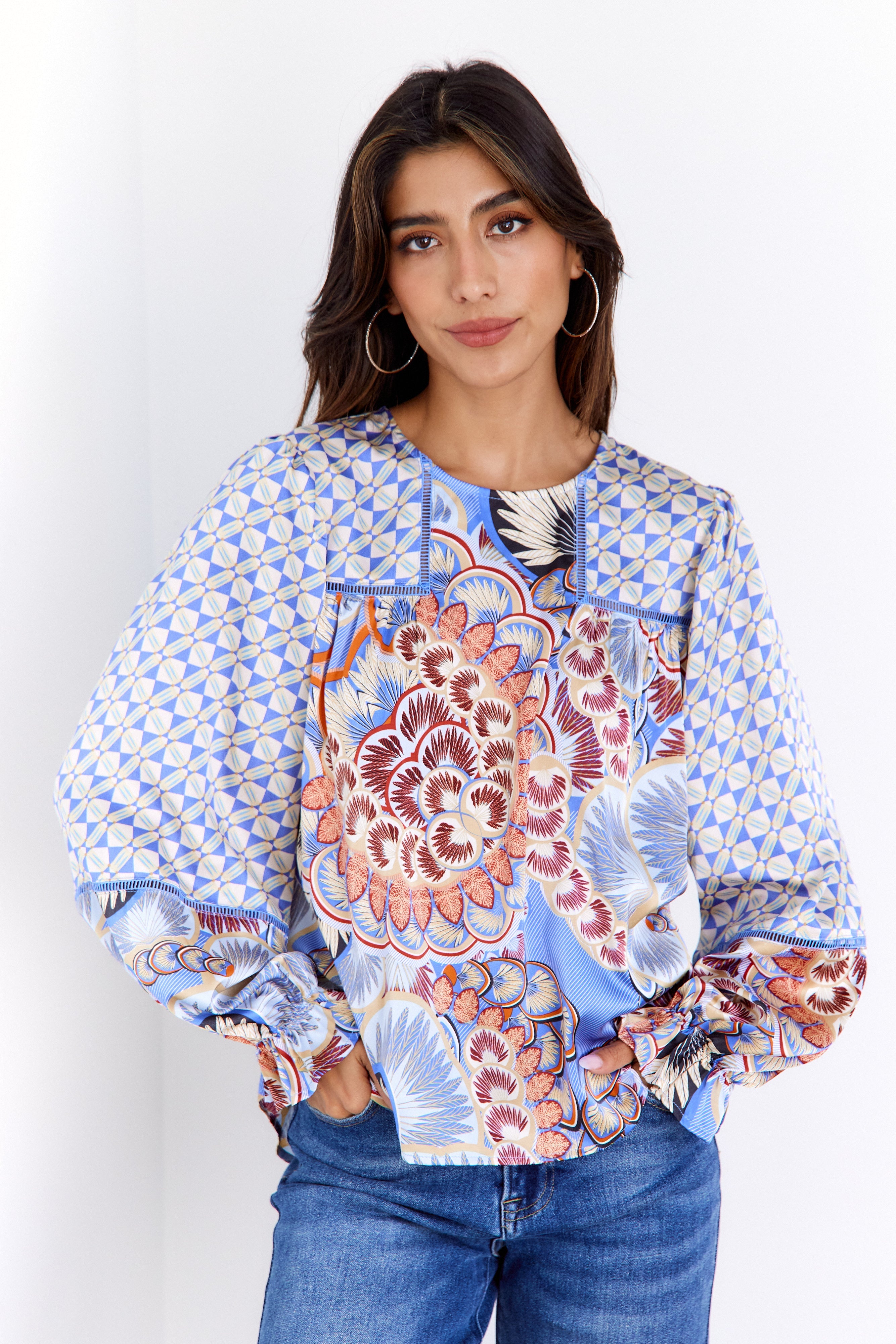 SALE - Cia Printed Boho Blouse