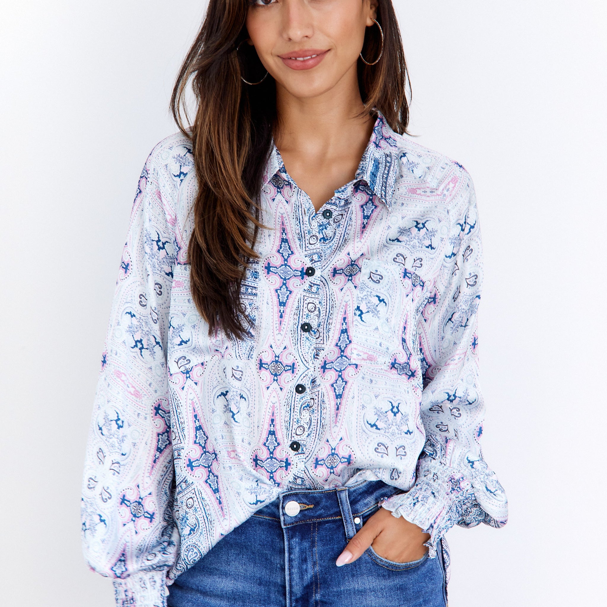 SALE - Ashton Printed Button Down Top