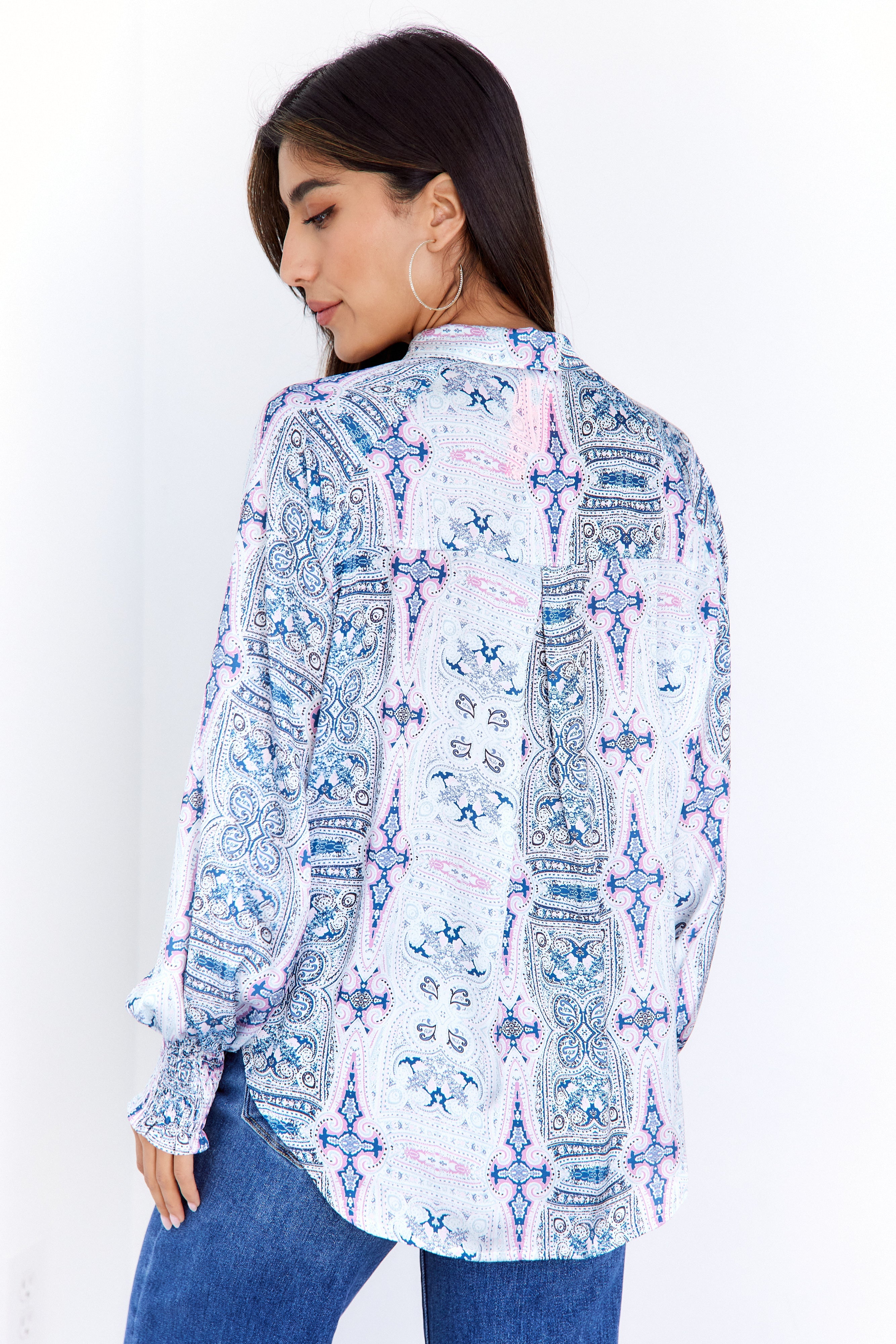 SALE - Ashton Printed Button Down Top