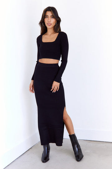 Bianca Knit Slit Midi Skirt