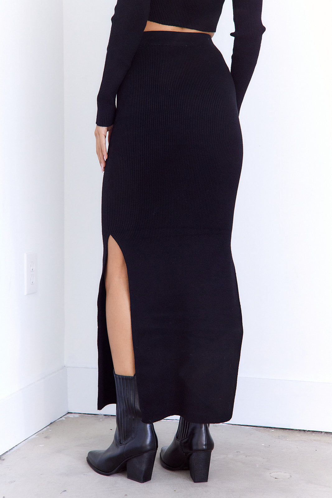 Bianca Knit Slit Midi Skirt