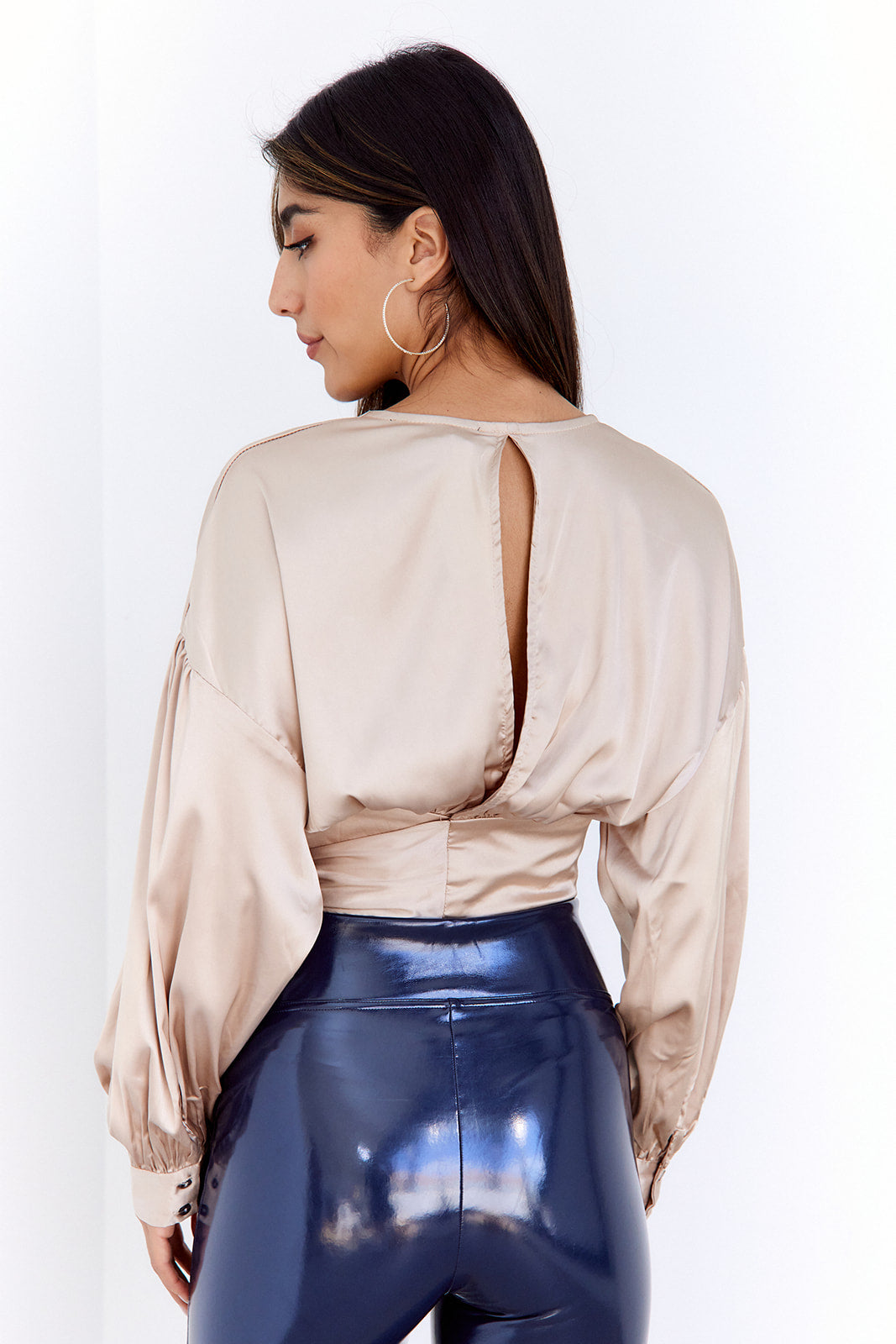 SALE- June V Neck Tie Back Blouse