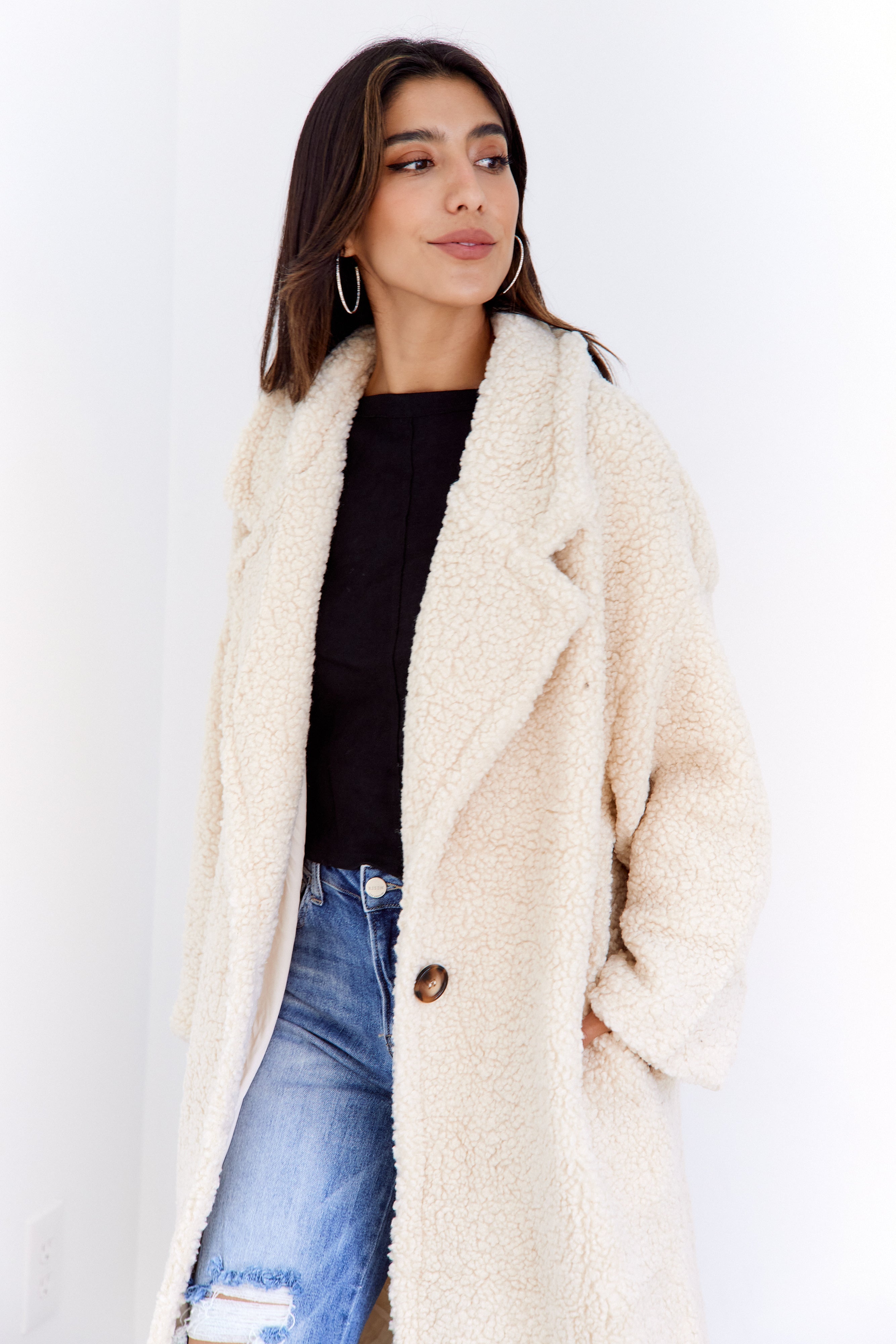 SALE - Yasmin Oversized Sherpa Long Coat