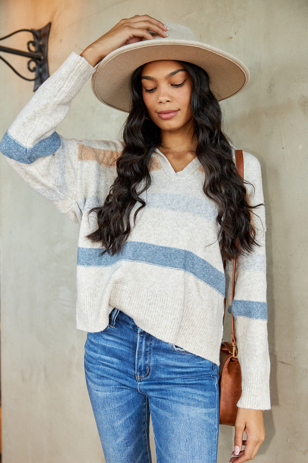 Riva Striped Collared Sweater