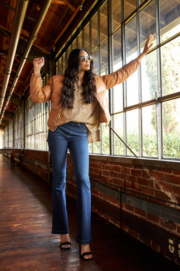 Caldwell Faux Leather Puffer Jacket
