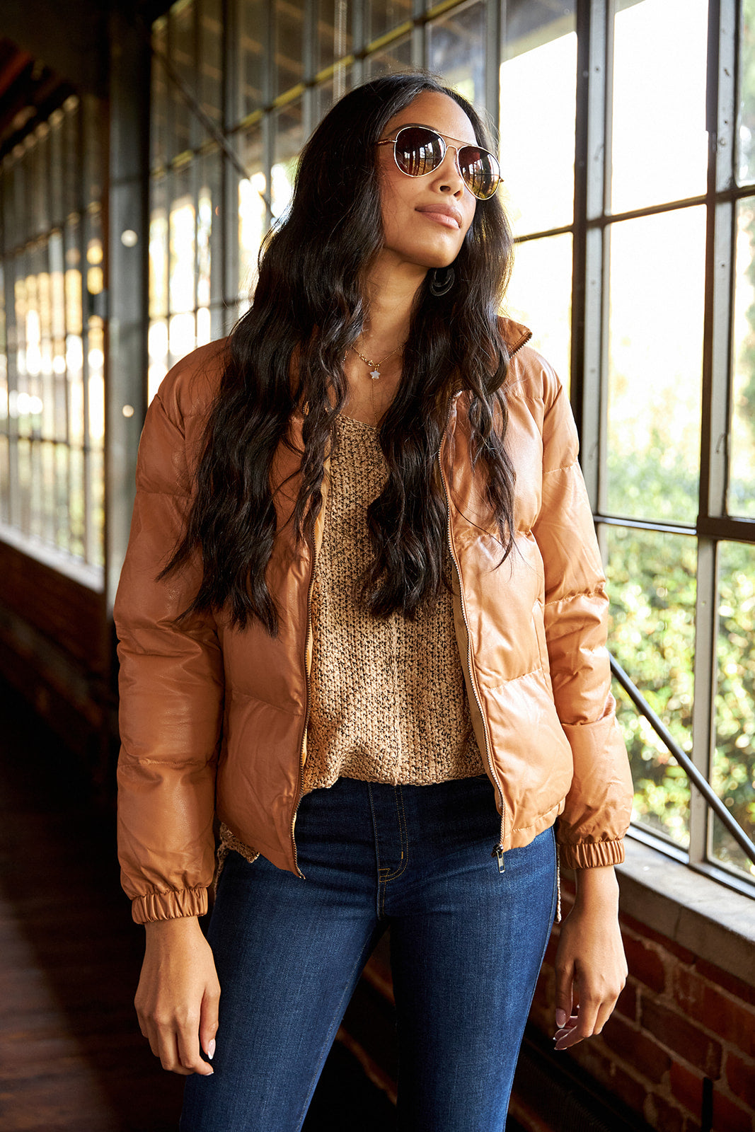 Caldwell Faux Leather Puffer Jacket