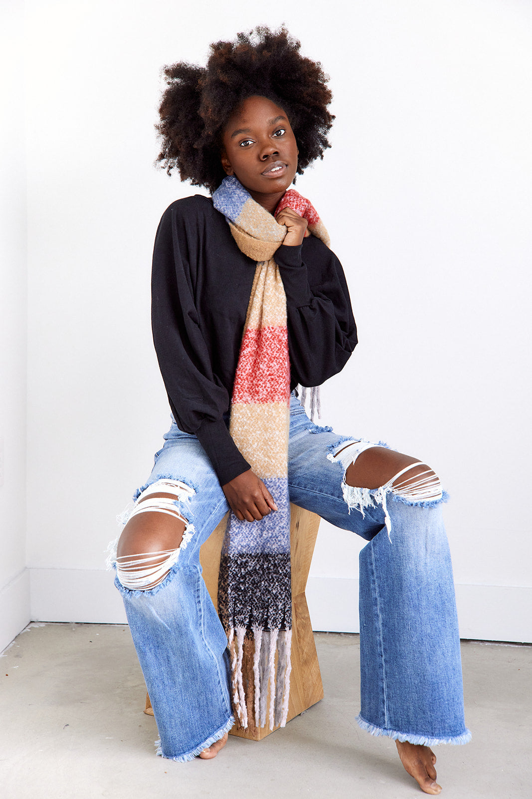 Mercer Super Soft Plaid Fringe Scarf