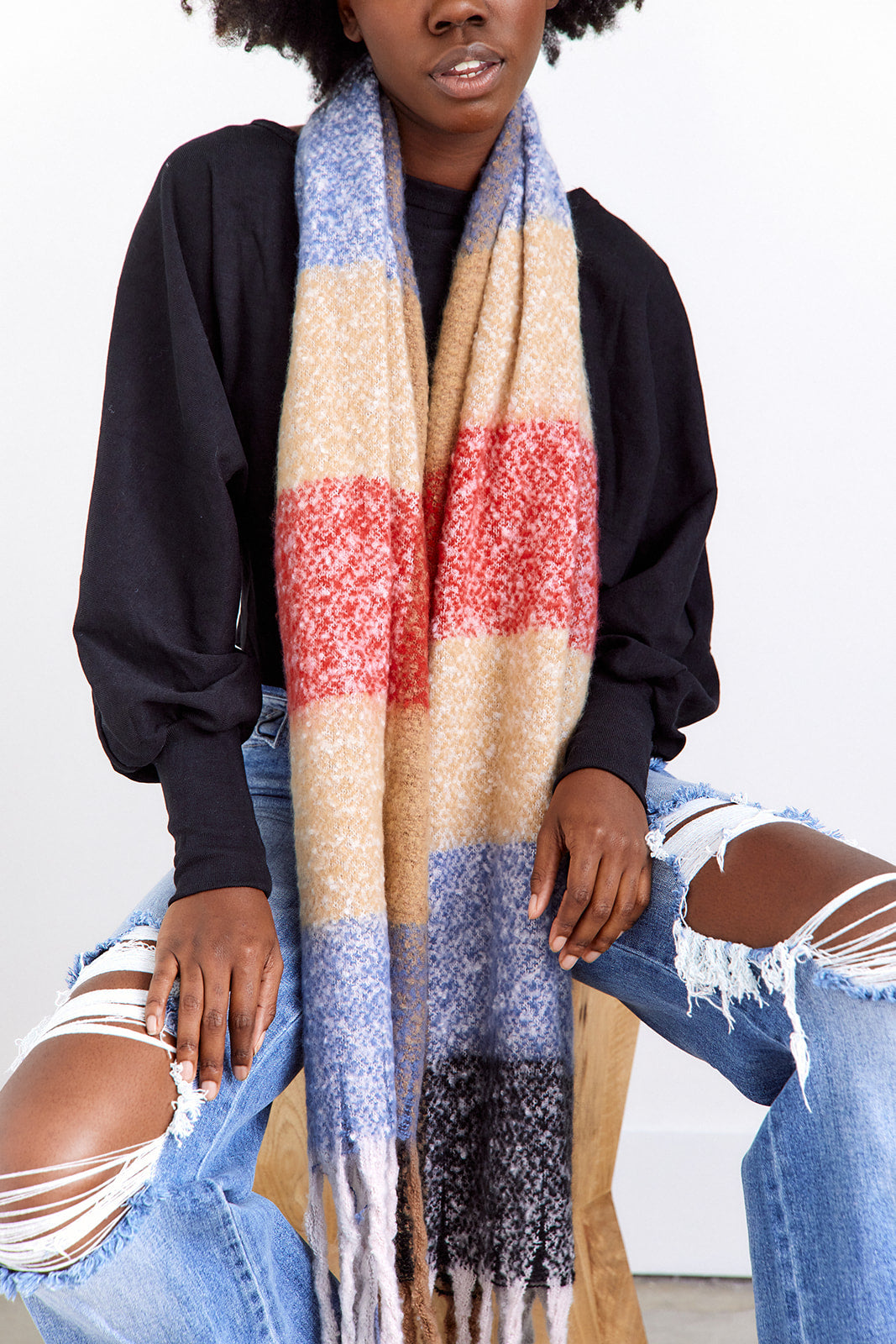 Mercer Super Soft Plaid Fringe Scarf
