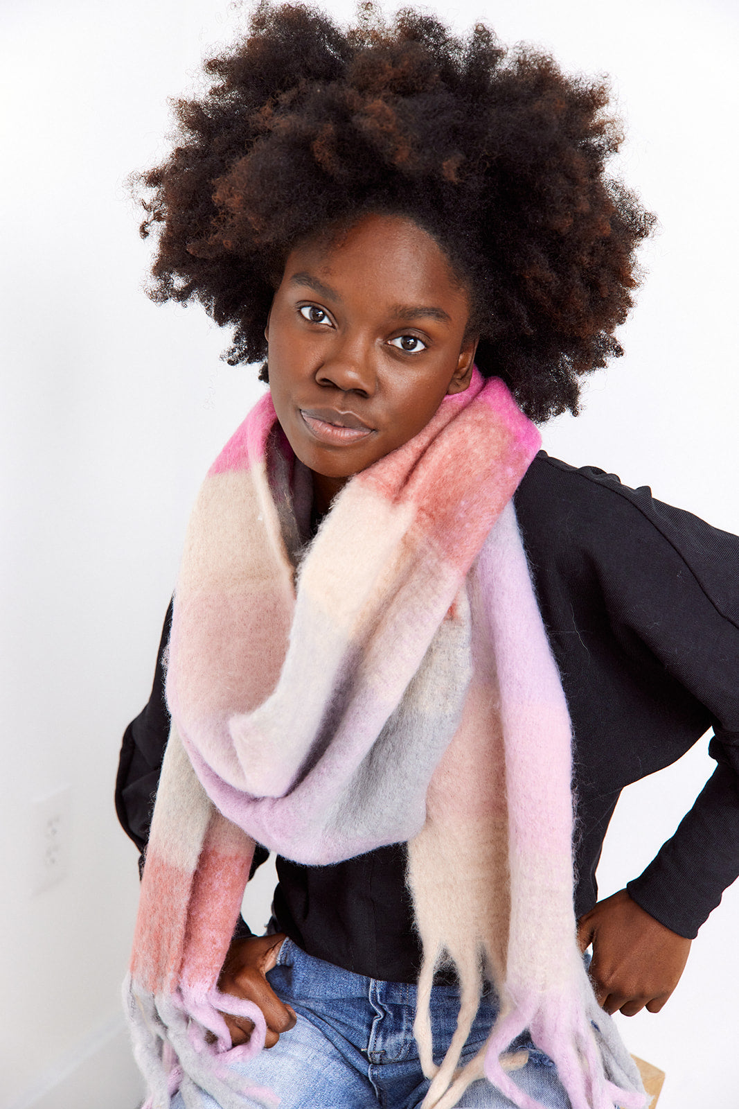 Conner Super Soft Multi Plaid Fringe Scarf