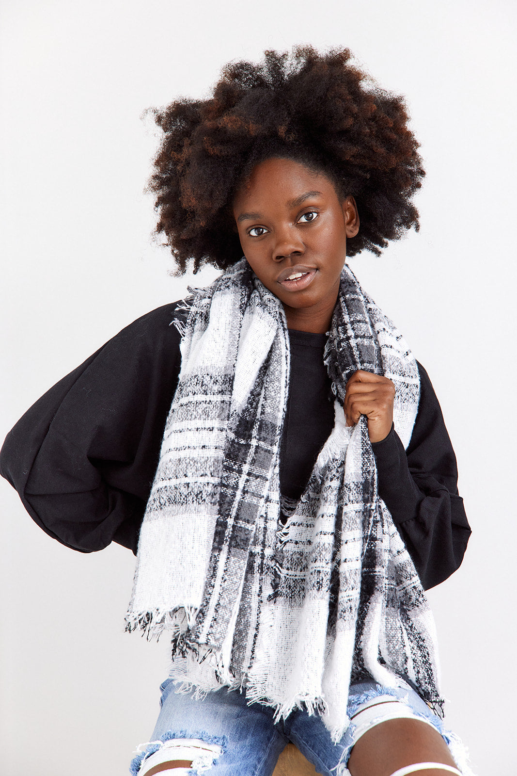 SALE - Lindsay Deconstructed Plaid Blanket Scarf