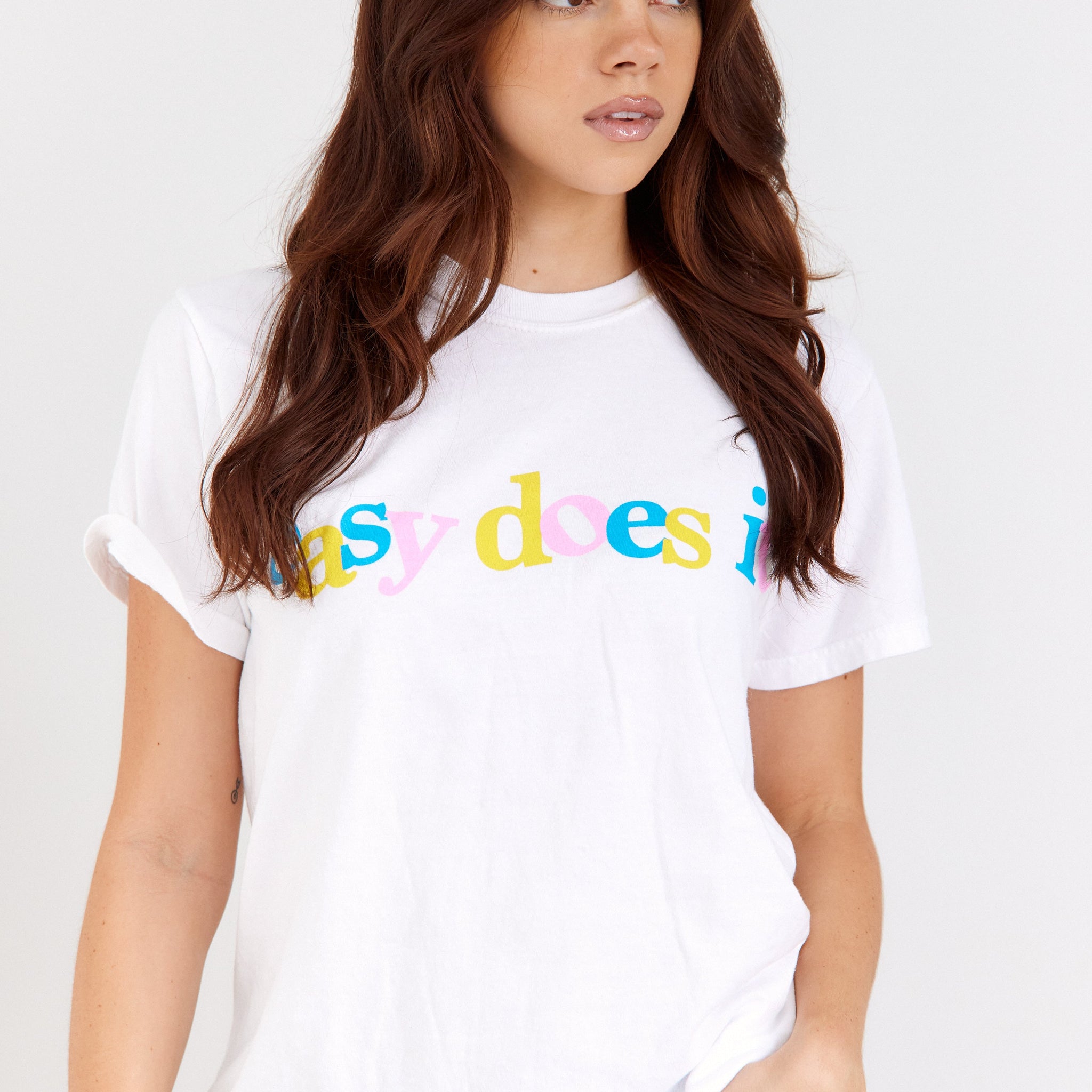 SALE- Easy Does It Oversized Graphic Tee