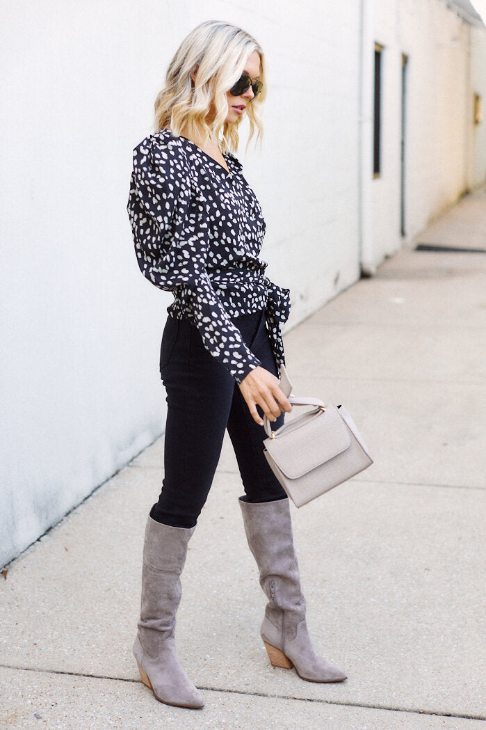 Macalla Animal Print Wrap Blouse