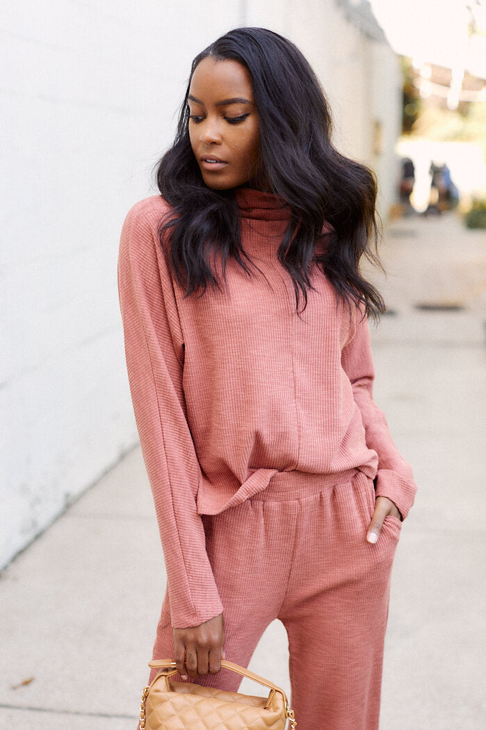 Stormy Ribbed Cowl Neck Sweater
