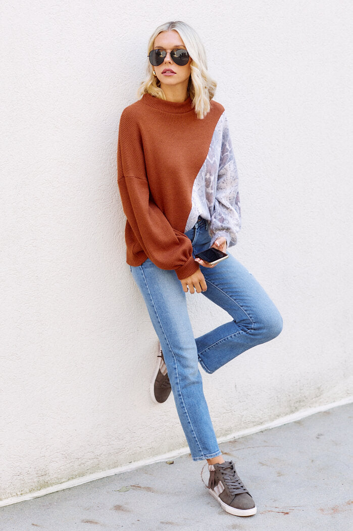 Aleia Snake Print Detail Sweater