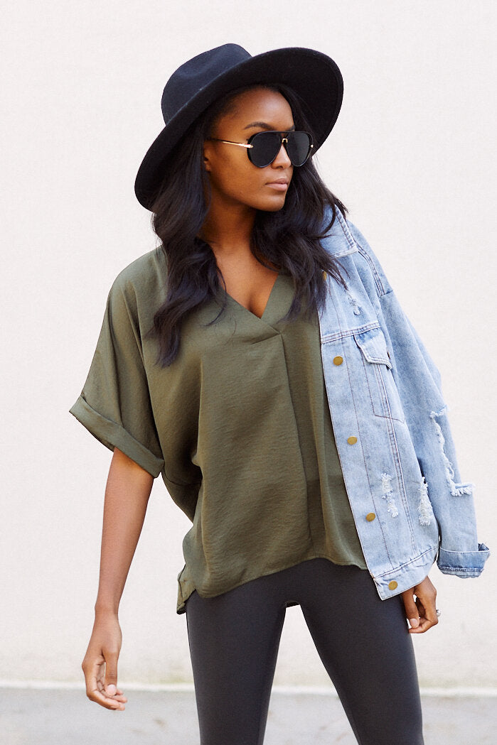 Rica Short Sleeve Satin  Blouse
