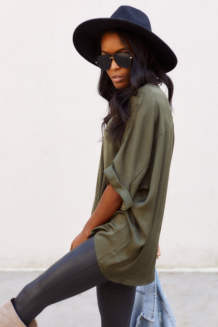 Rica Short Sleeve Satin  Blouse