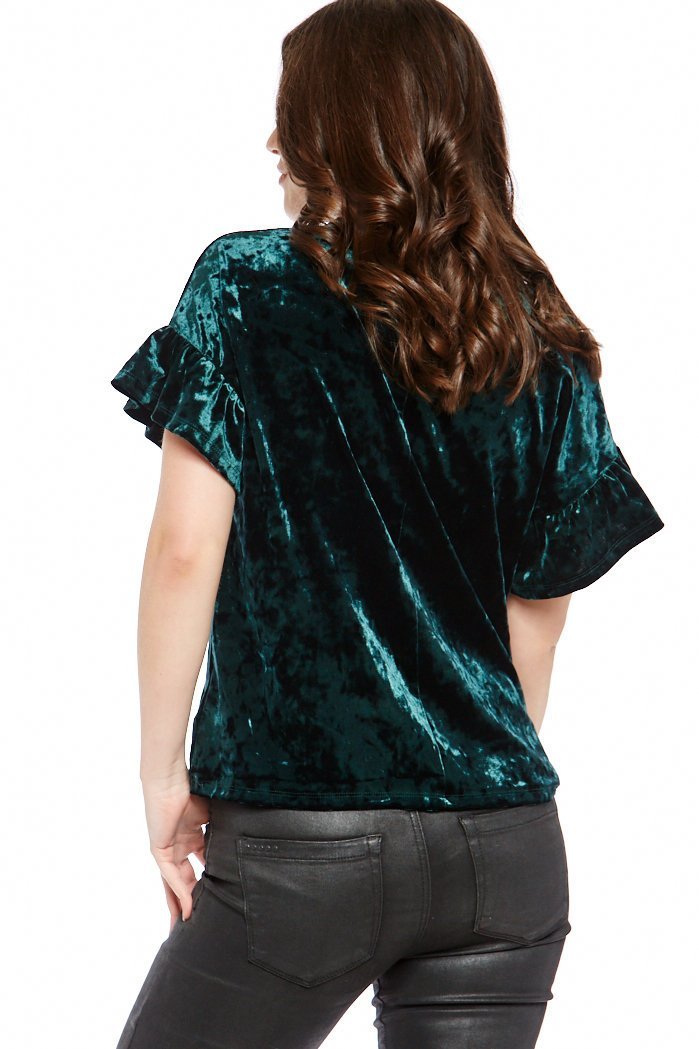 Crushed Velour Ruffle Tee
