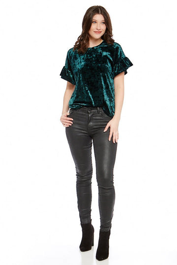 Crushed Velour Ruffle Tee