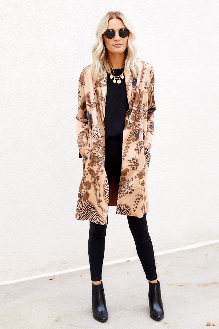 Leland Faux Suede Printed Coat