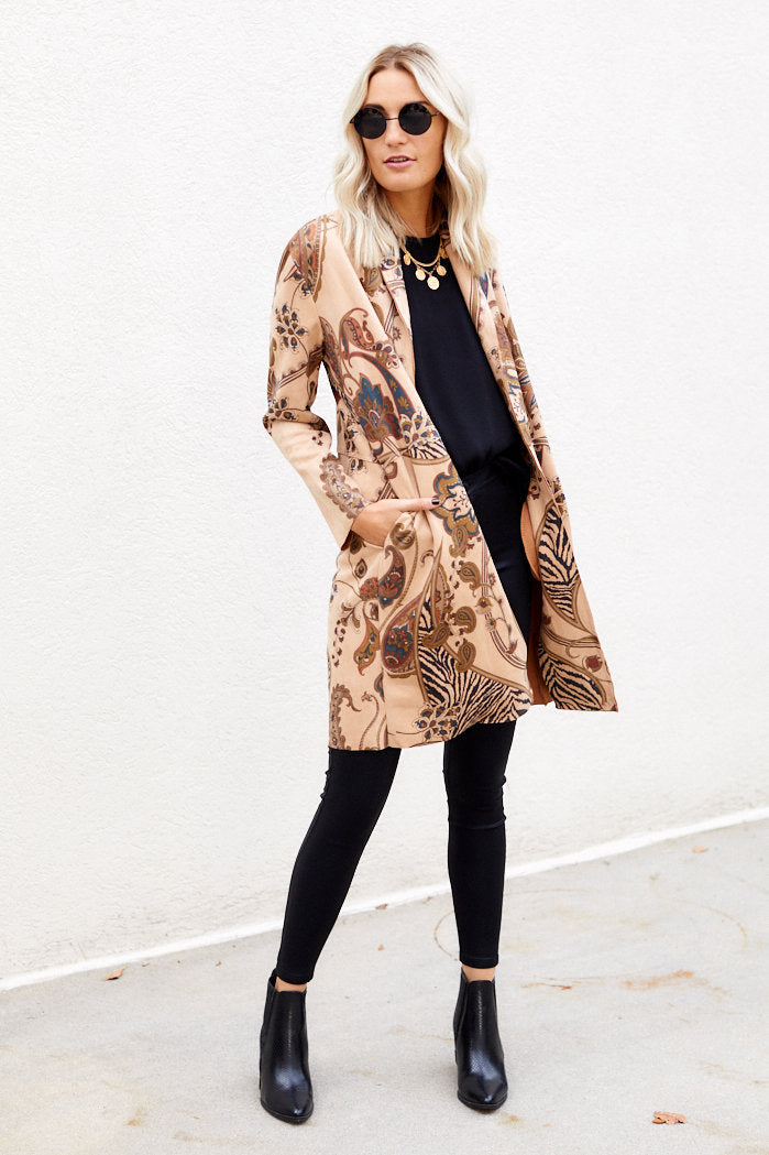 Leland Faux Suede Printed Coat