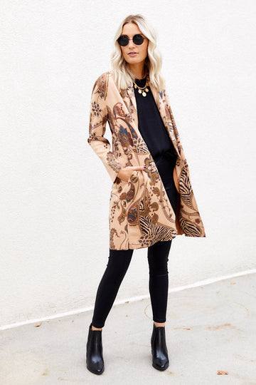 Leland Faux Suede Printed Coat