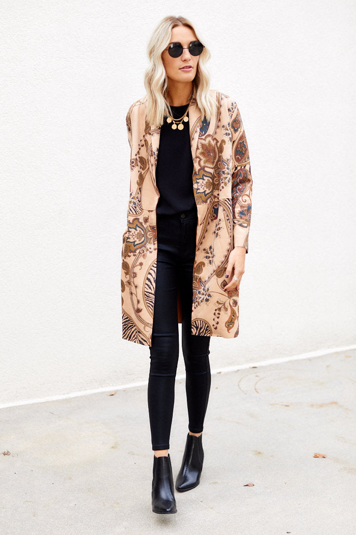 Leland Faux Suede Printed Coat
