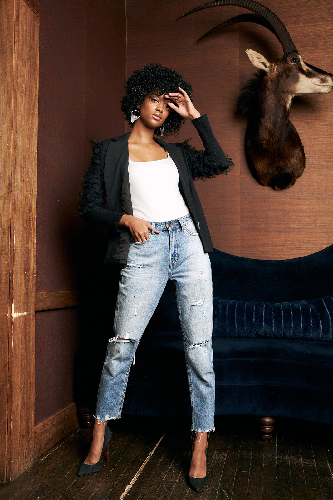 Annie Distressed Straight Leg Jean