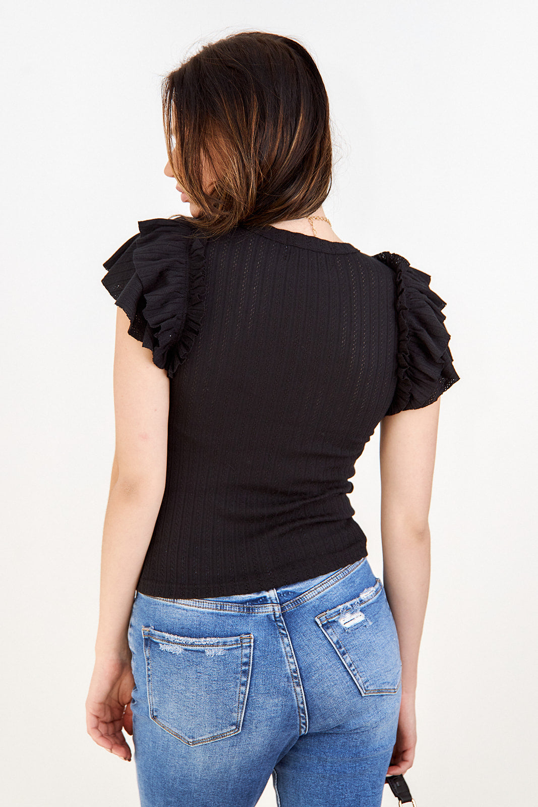 Rawlings Ruffled Sleeve Knit Top
