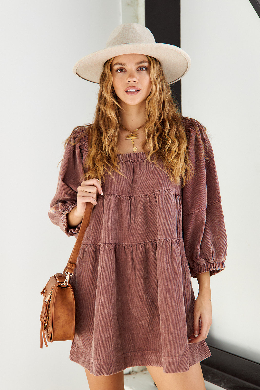 Ivie Tiered Corduroy Dress