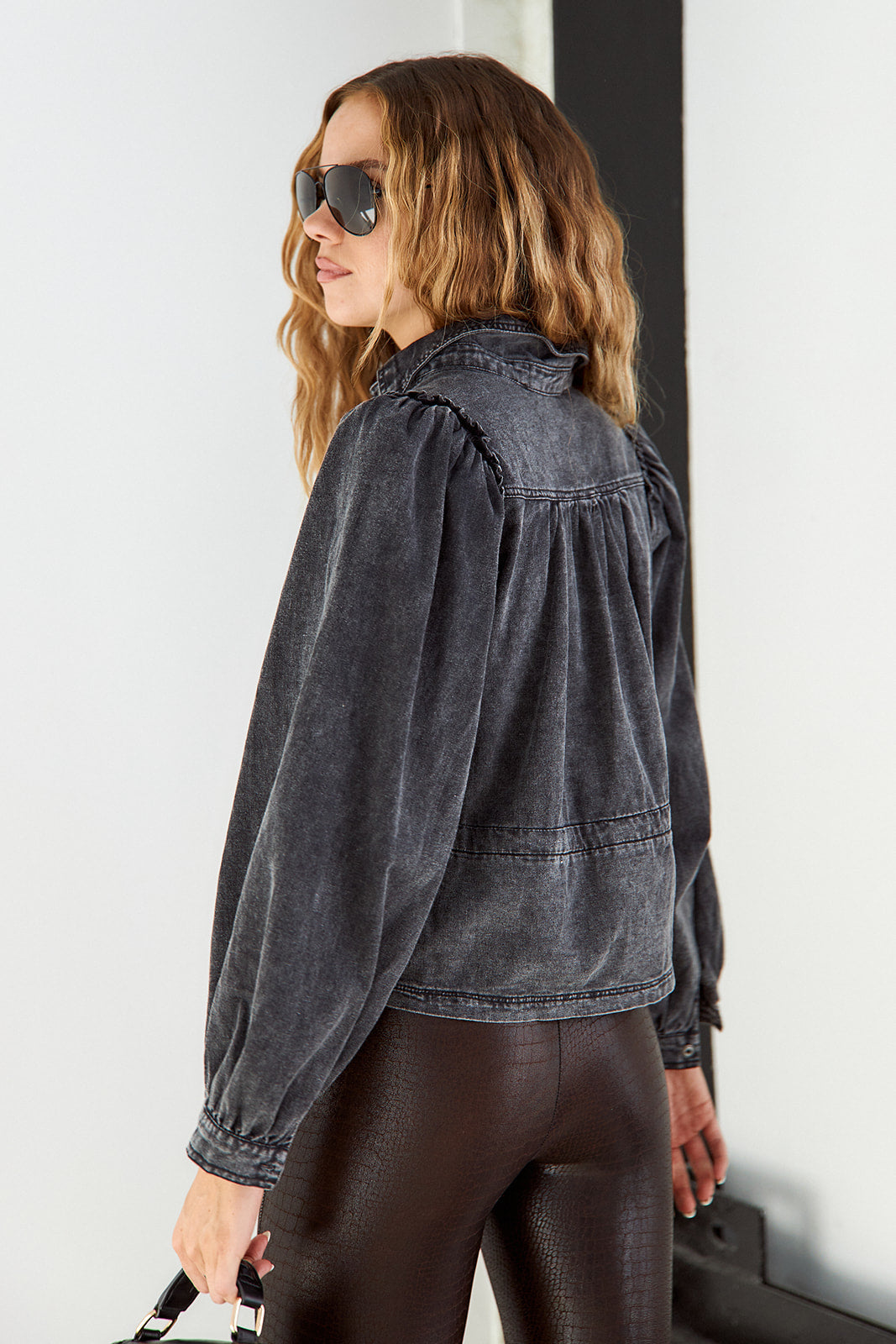 Kylar Cinch Waist Denim Top