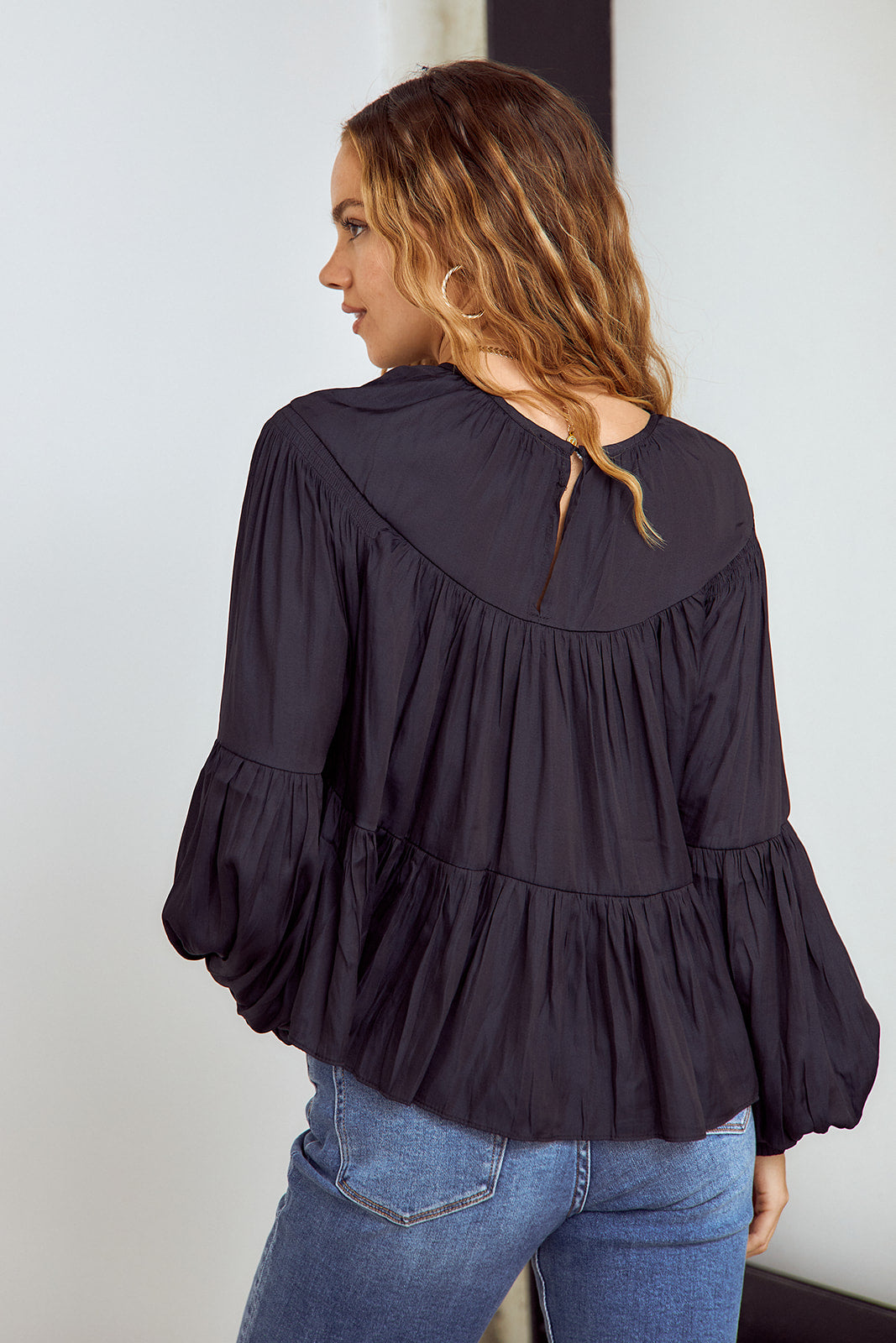 Micki Pleated Long Sleeve Blouse