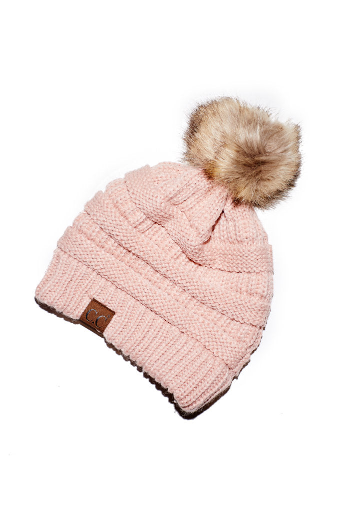 Olivia Fur Pom Beanie