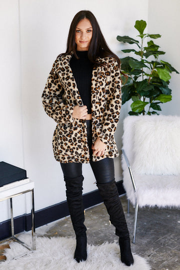 Z SUPPLY LEOPARD SHERPA TB COAT
